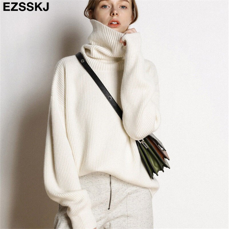 Christmas Gift 2021 Women's Sweater Autumn Winter Warm Turtlenecks Casual Loose Oversized Lady Sweaters Knitted Pullover Top Pull Femme
