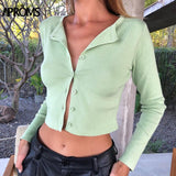 Christmas Gift Aproms Candy Color Ribbed Knitted Cardigan Women Autumn Winter Long Sleeve Basic Cropped Sweaters Female Casual Short Jumper Top