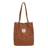 Kukombo  High Capacity Women Corduroy Tote Ladies Casual Shoulder Bag Foldable Reusable Shopping Beach Bag