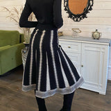 Christmas Gift  New 2021 Autumn Winter Women Skirts Knitted Fashionable Flare Vintage High Waist Elegant Warm Lady Long Skirts SK1518
