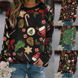 Christmas Gift Women Christmas Printing Sweater Plaid Women Casual Long Sleeve Shirts Blouse Tops Christmas Sweater Holloween Fastival Clothes