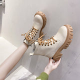 Kukombo Winter Martens Plus Velvet Boots Short Black Blue Women 2021 Platform British Style Rock Ladies Shoes Designer Rubber