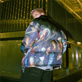 Kukombo 2022 Winter Warm Jacket Coat Patchwork Vintage Painting Harajuku Padded Puffer Jacket Oversize Male Parka Men's Clothing
