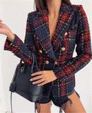 Kukombo Autumn Winter Jackets Houndstooth Women's Woolen Coats Women's Wool Jacket Outerwear Office Lady Elegant Fashion Plaid Jacket