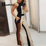 Kukombo Colorblock Zipper Up Sleeveless Jumpsuit