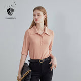 Christmas Gift FANSILANEN Multicolor Pure Cotton Short-sleeved T-shirt Women 2021 New Summer POLO Collar Sweater Top Women Clothing