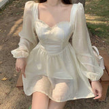 Kukombo French Vintage Fairy Dress Women Backless Designer Korean Party Mini Dress Elegant Princess Evening Sweet Kawaii Clothes 2022