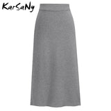 Christmas Gift Autumn Winter Knit Pencil Skirt Women Plus Size High Waist Skirts Womens Knited Split Midi Skirt For Women Autumn 6XL