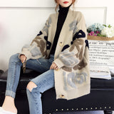 Christmas Gift Women Letter Print Knitted Sweater 2021 Spring  Autumn New Korean Long Sleeve Single Breasted Thick Loose Cardigans