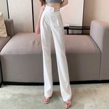 Kukombo  Women Pants Spring Autumn Fashion Korean Lady  Hollow Out Diamonds Solid Casual Women Pants Office Lady