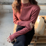 Christmas Gift Turtleneck Knitted Sweater Woman Korean Long-sleeved Loose Solid Sweater Women Simple Slim Base Pullover Women's Sweater 2021