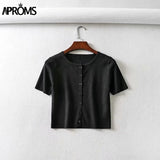 Christmas Gift Aproms Candy Color Ribbed Knitted Cardigan Women Autumn Winter Long Sleeve Basic Cropped Sweaters Female Casual Short Jumper Top