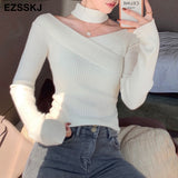 Christmas Gift pure fashion slim a-line Sweater dress Women winter autumn slash neck thick dress 2021 French sweater dress long sleeve