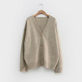 Kukombo Gray Sweater Cardigan Women 2022 Autumn V Neck Casual Single Breasted Outwear Korean Chic Fashion Knitted Long Sleeve