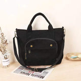 Kukombo  Corduroy Shoulder Bag Women Vintage Shopping Bags Zipper Girls Student Bookbag Handbags Casual Tote With Outside Pocket