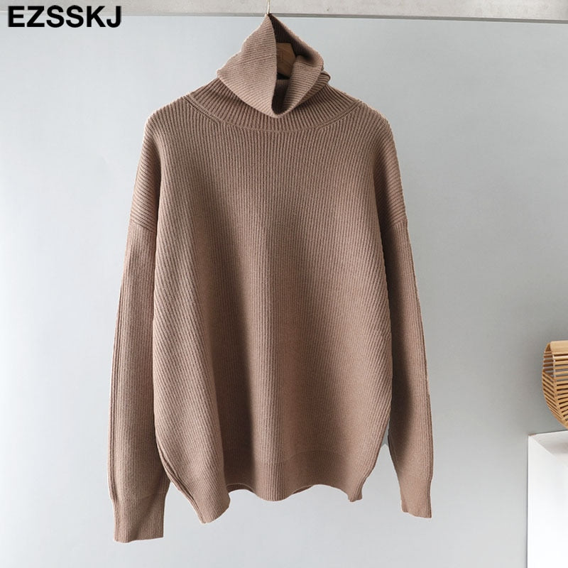 Christmas Gift 2021 Women's Sweater Autumn Winter Warm Turtlenecks Casual Loose Oversized  wool sweaters  Pullover  Femme top
