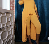 Kukombo Women Long Sleeve Dip Hem Shirt Top and Skinny Pants Set Two Piece Chic Streetwear Suits