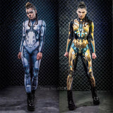Halloween Kukombo Gold Mechanic Sexy Fancy Jumpsuit Halloween Costume For Women Adult Steampunk The Future People Robot Tactical Cosplay Party