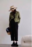 Kukombo Women Thick Coat Solid New Long Sleeve Stand Collar Casual Style Designed Temperament Fashion Autumn Winter Cardigan