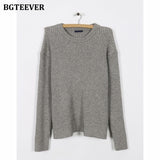 Christmas Gift BGTEEVER Casual Women Knitted Skirt Set O-neck Full Sleeve Pullovers Elastic Waist Skirts 2021 Autumn Winter Women Sweater Set