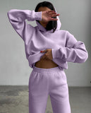 Christmas Gift Hirsionsan Soft Cotton Fleece Women Sets Autumn Winter Thicken Warm Hoodie Sweatshirts and Pants Two Piece Sets Ladies Tracksuit