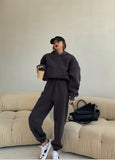 Kukombo 2022 Spring Women Hoodies Sweatshirt Tracksuit Fleece Cotton 2 Pieces Sets Pants Suits