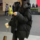 Kukombo 2022 New Winter Jacket Women Oversize Parka Coat Thick Warm Cotton Puffer Coat Black Hooded Padded Women Winter Jacket