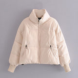 Christmas Gift 2021 Solid Color Fashion Winter Parka Women Long Sleeve Zipper Thick Warm Parkas Coat Casual Down Jacket With Pockets