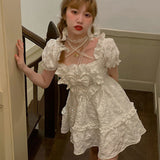 Kukombo  Summer Kawaii Lolita Dress Women Korean Party Evening Elegant Sweet Dress Female Short Sleeve Princess Casual Y2k Dress 2022