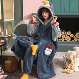 Christmas Gift Women's Pajamas Thick Warm Sleepwear Coral Fleece Robe Autumn and Winter Plush Plus Size Loose Home Clothes Nightgowns for Women