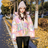 Christmas Gift 2021 New Winter Jacket Coats Women Parkas Hooded Glossy Down Cotton Jacket Warm Casual Parka Padded Cotton Coat Female P1062