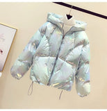 Christmas Gift 2021 New Winter Jacket Coats Women Parkas Hooded Glossy Down Cotton Jacket Warm Casual Parka Padded Cotton Coat Female P1062