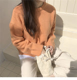 Christmas Gift Hirsionsan Candy Color Sweater Women 2020 New Korean Vintage Knitted Pullovers O Neck Loose Soft Elegant Ladies Clothes