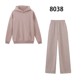 Christmas Gift 2021 Women Hoodies and Sweatpants White Tracksuits Female Two Piece Set Solid Color Pullovers Jacket Lounge Wear Casual