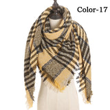 Christmas Gift 2021 New Winter Knitted Scarf Cashmere Pashmina Women Warm Neck Scarves Shawls Plaid Wraps Triangle Stoles Lady Bandana