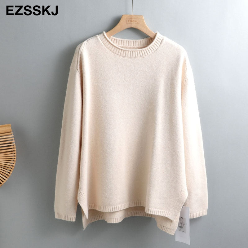 Christmas Gift Autumn Winter O-NECK oversize thick Sweater pullovers Women 2021 loose cashmere  turtleneck Sweater Pullover female Long Sleeve