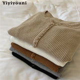 Christmas Gift Yiyiyouni Autumn Winter Basic Ribbed Knitted Sweaters Women Slim Long Sleeve Pullovers Female Casual Knitted Jumper Tops 2021