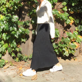 Kukombo New 2024 Autumn Winter Women Skirts Knitting Straight Korean Style Split Harajuku Elegant Vintage Long Skirts