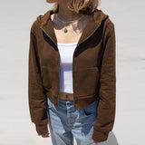 Kukombo Women Casual Sporty Tracksuit Harajuku Clothes Female Autumn Basic Hoodies Long Sleeve Zipper Sweatshirt Cropped Coat Jacket