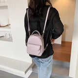 Kukombo Solid Women Pu Leather Backpack School Bag Travel 2022 New Simple Fashion Daily Bags Women's Shoulder Bags Backpacks Female Tote