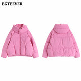 Christmas Gift BGTEEVER Chic Hooded Cotton Padded Women Parkas 2021 Winter Warm Loose Solid Thicken Female Coats Ladies Zippers Outwear