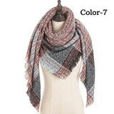 Christmas Gift 2021 New Winter Knitted Scarf Cashmere Pashmina Women Warm Neck Scarves Shawls Plaid Wraps Triangle Stoles Lady Bandana
