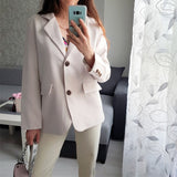 Kukombo Spring Autumn Women's Blazers Pockets Jackets Fashionable Vintage Oversize Elegant Office Lady Tops JK9125