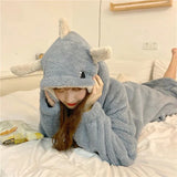 Christmas Gift Pajamas cute cartoon dinosaur coral velvet pajama autumn and winter thickened and padded long fashion home wear two sets nightgo