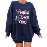 Kukombo Romantische Brieven Print Hoodies Sweatshirts Vrouwen Lange Mouwen Grijs Sweatshirt Losse Oversized Streetwear Casual