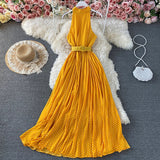 Kukombo Spring Autumn New Polka Dot Women's Dress Chiffon Pleated Long Sleeve A-Line Midi Vestidos Female Fashion Korean Clothes 2022