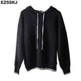 Christmas Gift thick oversize Hooded pullovers women chic pure Color  hooded Top girls  loose Sportswear sweater top