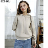 Christmas Gift thick oversize Hooded pullovers women chic pure Color  hooded Top girls  loose Sportswear sweater top