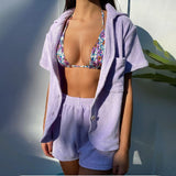 Christmas Gift 2021 Summer Casual Women Set Short Sleeve Top Shirt Khaki Loose And Mini Shorts Two Piece Set Sexy Y2K Tracksuit Fashion