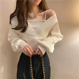 Kukombo Pullovers Women Knitting Elegant Solid All Match Ladies Casual Korean Style Daily Loose Design Spring Fashion Popular College